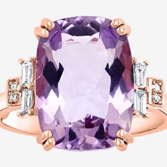 SOLD Effy 6.75ct Pink Amethyst And Diamond Ring $3,750 14kt Rose Gold - Picture 3 of 16